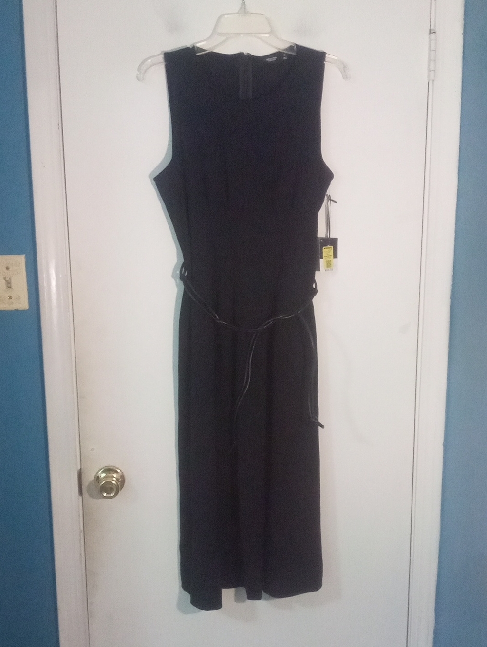 Simply Vera Wang Sleeveless Black Midi Dress PL Petite Waist Tie